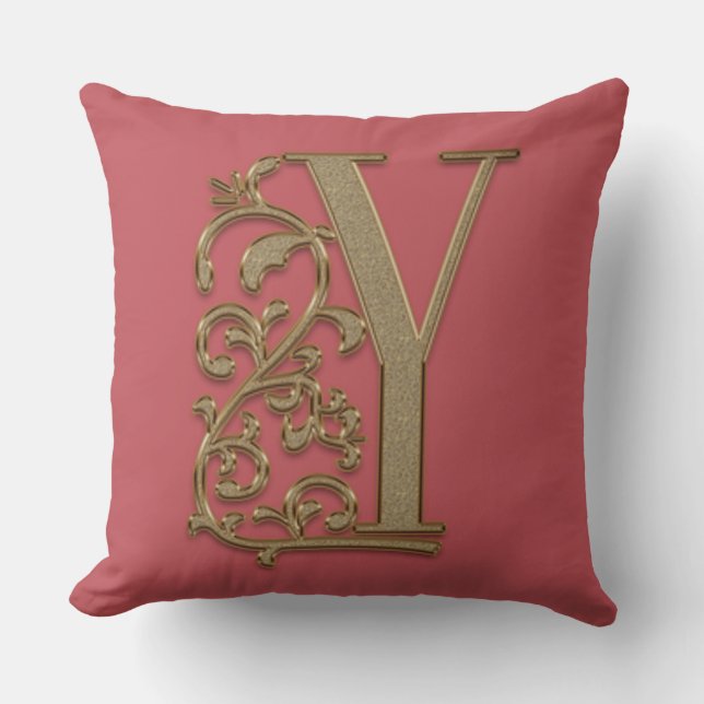 Monogram Y Soft Wedding Rose Graduation Birthday Cushion (Front)