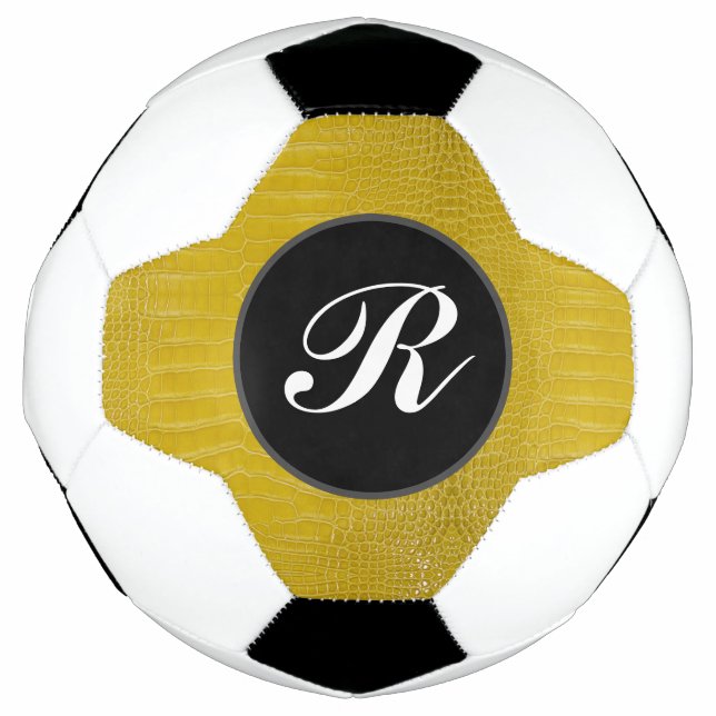Monogram Yellow Alligator Texture Print Soccer Ball (Front)
