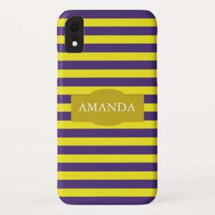 Monogram Yellow and Purple Stripe Pattern iPhone XR Case