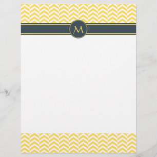 Monogram Yellow and White Chevron with Charcoal