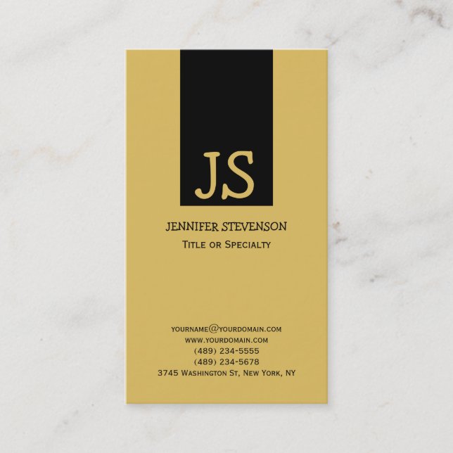 Monogram Yellow Black Consultant Business Card (Front)