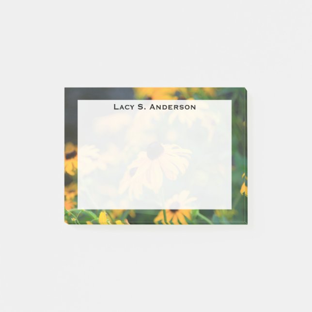 Monogram Yellow Black-Eyed Susan Flowers Post-it Notes (Front)