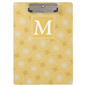 Monogram yellow circles pattern clipboard