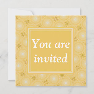 Monogram yellow circles pattern invitation
