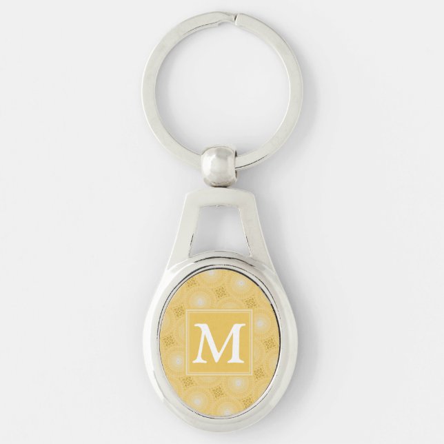 Monogram yellow circles pattern key ring (Front)
