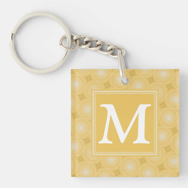 Monogram yellow circles pattern key ring (Front)