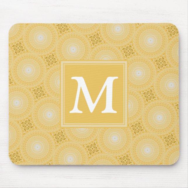 Monogram yellow circles pattern mouse pad (Front)