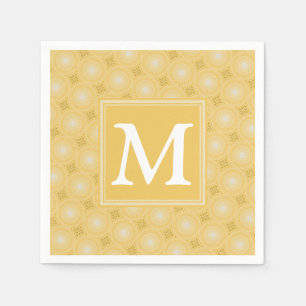 Monogram yellow circles pattern napkin