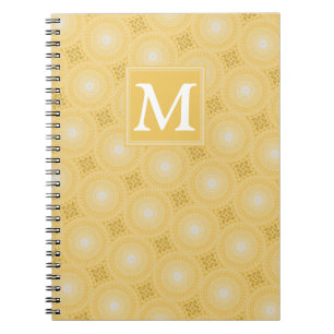Monogram yellow circles pattern notebook