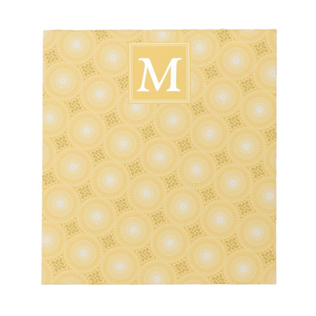 Monogram yellow circles pattern notepad (Front)