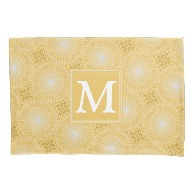 Monogram yellow circles pattern pillowcase (Front)