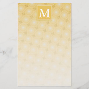 Monogram yellow circles pattern stationery
