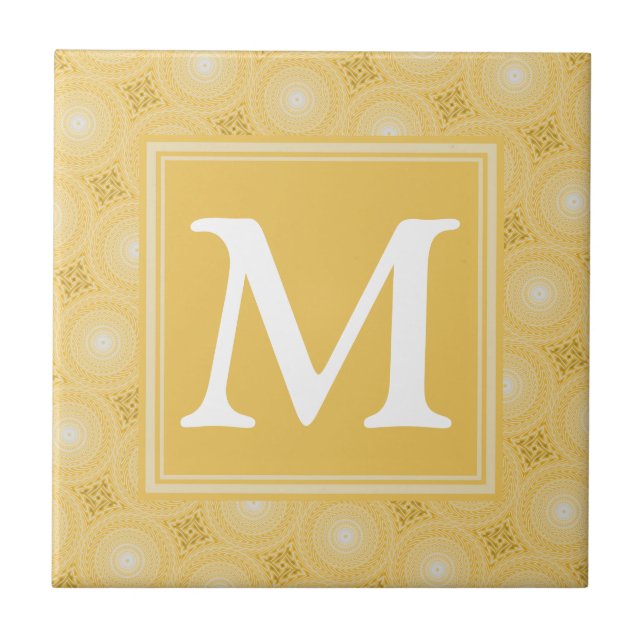 Monogram yellow circles pattern tile (Front)