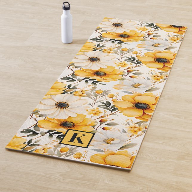 Monogram Yellow floral Pattern Yoga Mat (In Situ)