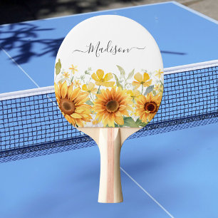 Monogram Yellow Flower Sunflower Floral Botanical Ping Pong Paddle