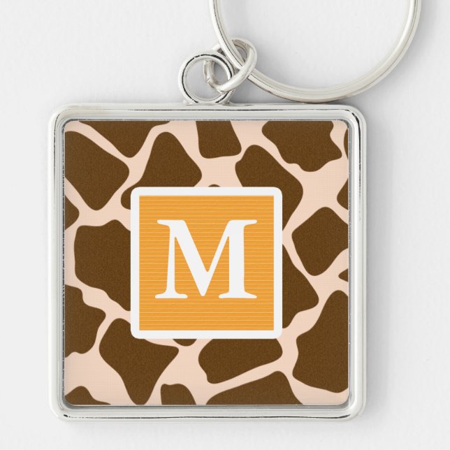 Monogram Yellow Giraffe Print Keychain (Front)