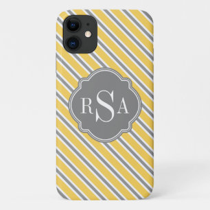 Monogram Yellow Grey White Stripe Pattern Case-Mate iPhone Case