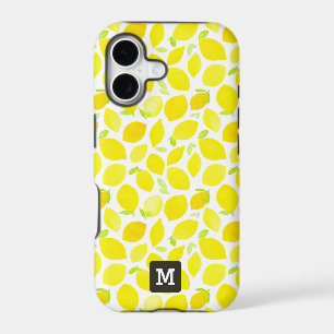 Monogram. Yellow Lemons in Watercolor.