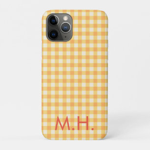 Monogram Yellow Orange Ish Preppy Gingham Plaid Case-Mate iPhone Case