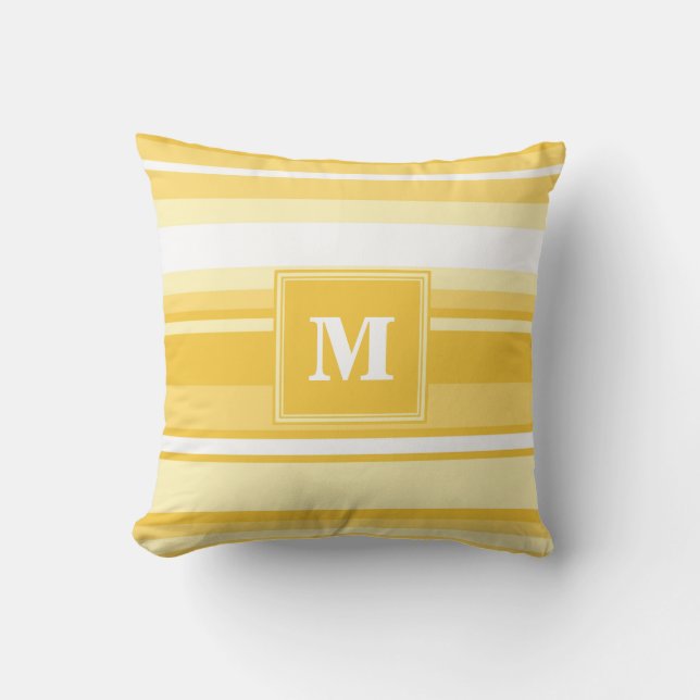 Monogram yellow stripes cushion (Front)