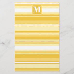 Monogram yellow stripes stationery