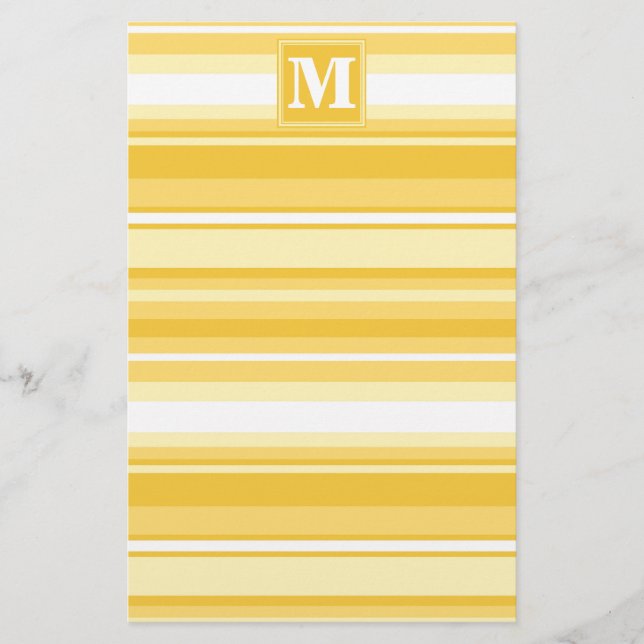 Monogram yellow stripes stationery (Front)