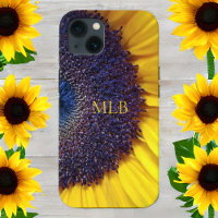 Monogram Yellow Sunflower Closeup with Initials