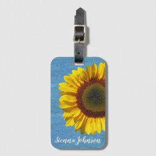 Monogram Yellow Sunflower Luggage Tag