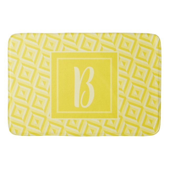 Monogram Yellow Three-Tone Diamond Pattern Bath Mat (Front)