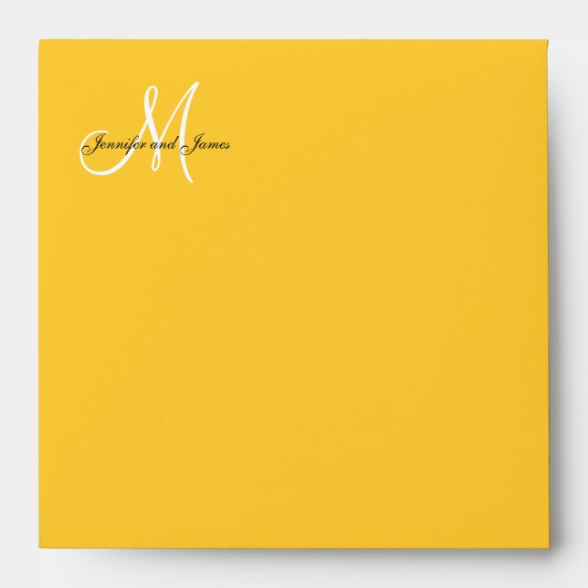 Monogram Yellow Wedding Invitation Envelope (Front)