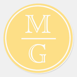 Monogram Yellow Wedding Sticker