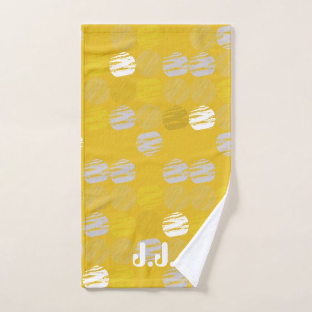 Monogram Yellow White Light Blue Pattern Hand Towel (Hand Towel)