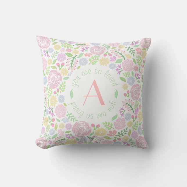 Monogram You Are So Loved Baby Girl Pillow (Front)