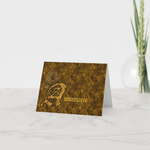 Monogram You Initial A Gold Peony Personalised Card