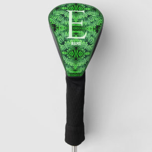 Monogram Your Initial Green Ferns Personalised     Golf Head Cover