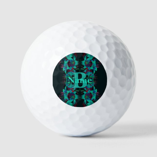 Monogram Your Initial Lily Art Personalised Golf Balls (Front)