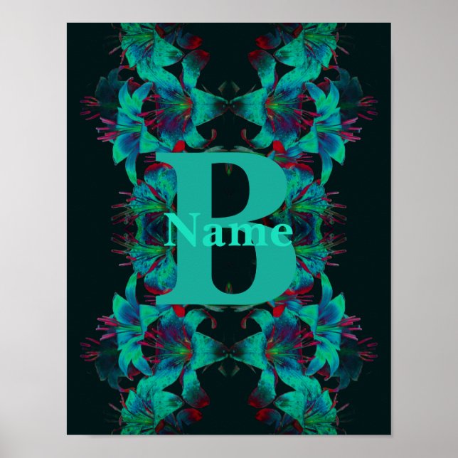 Monogram Your Initial Lily Art Personalised Poster (Front)