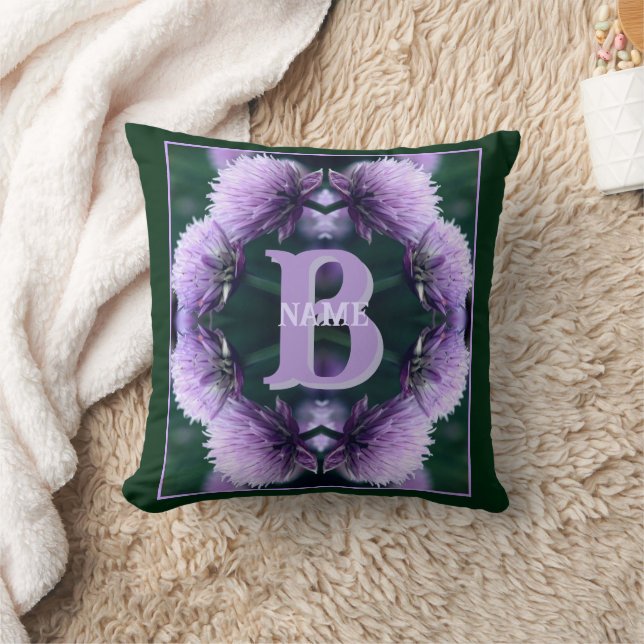 Monogram Your Initial Name Allium Personalised Cushion (Blanket)