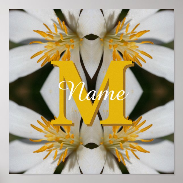 Monogram Your Initial Name Floral Personalised  Poster (Front)