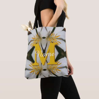 Monogram Your Initial Name Floral Personalised Tote Bag