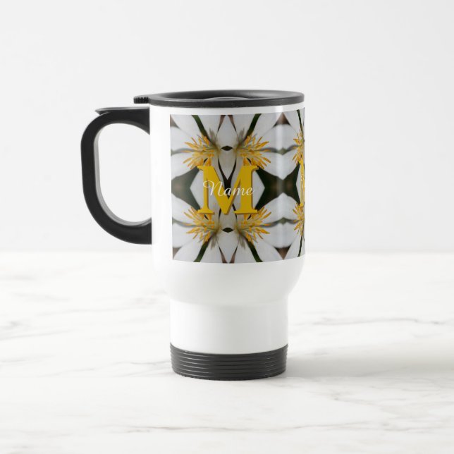 Monogram Your Initial Name Floral Personalised  Travel Mug (Left)