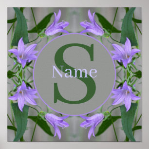 Monogram Your Initial Name Lily Flowers Poster