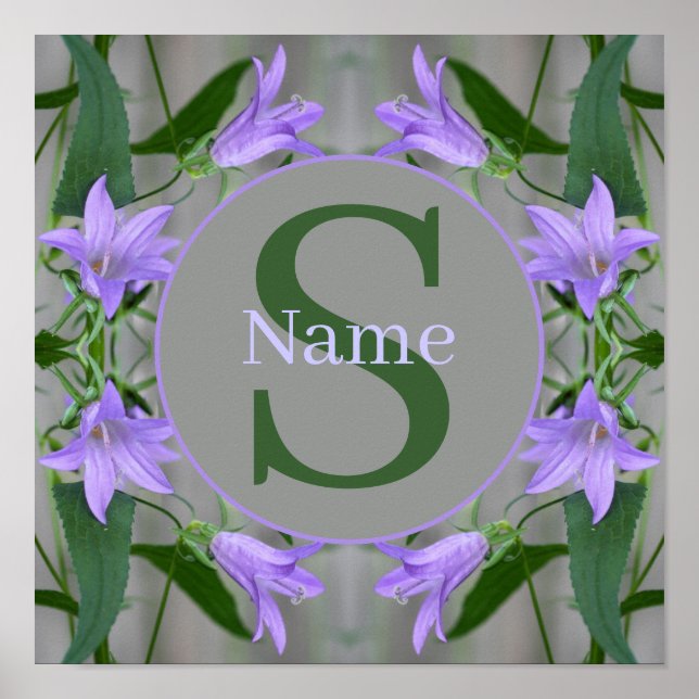 Monogram Your Initial Name Lily Flowers Poster (Front)