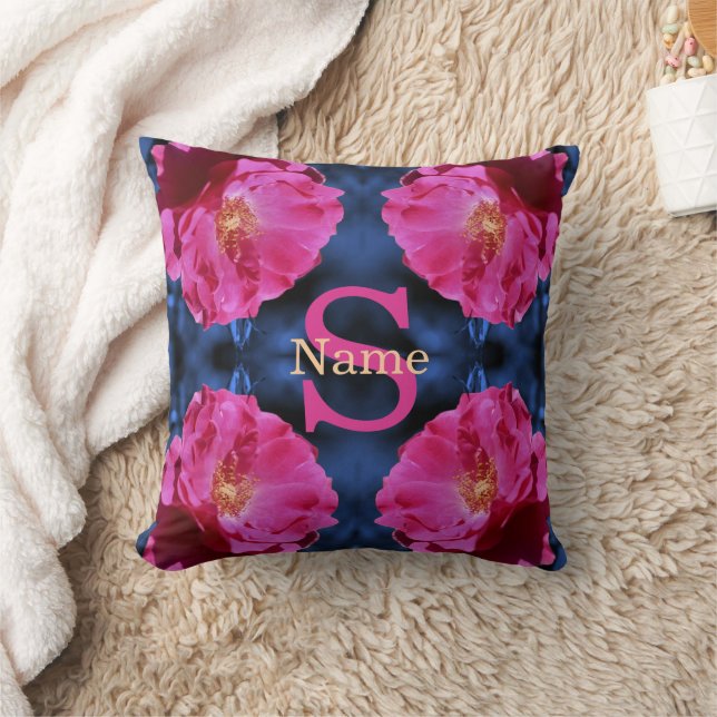 Monogram Your Initial Name Rose Art Custom Cushion (Blanket)