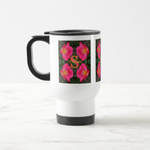 Monogram Your Initial Name Rose Art Personalised Travel Mug