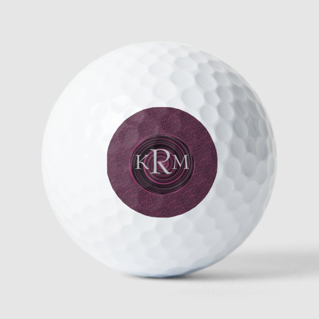 Monogram Your Initials Plum Swirls Personalised Golf Balls (Front)