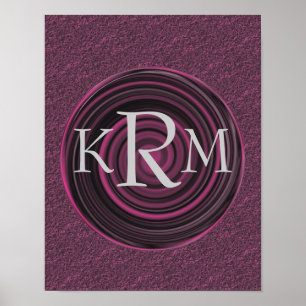 Monogram Your Initials Plum Swirls Personalised Poster