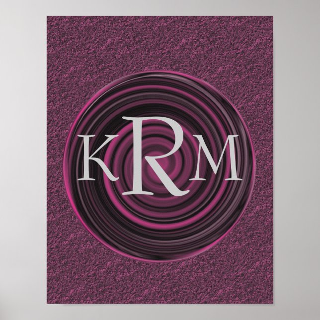 Monogram Your Initials Plum Swirls Personalised Poster (Front)