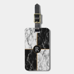 Monogram Your letter Luggage Tag Marble Design