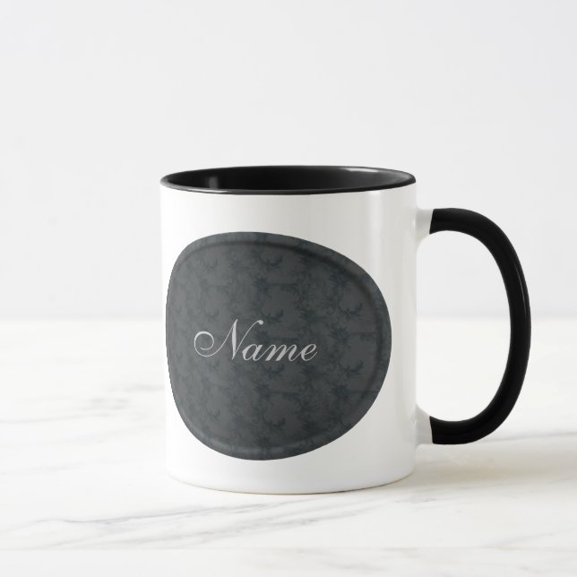 Monogram Your Name Black Floral Personalised Mug (Right)
